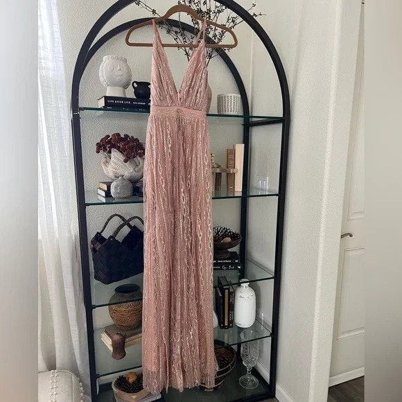Luxxel | Dresses | Nwt Luxxel Rose Gold Shimmer Maxi Dress Small | Poshmark